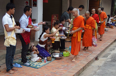 Monks on alms-round